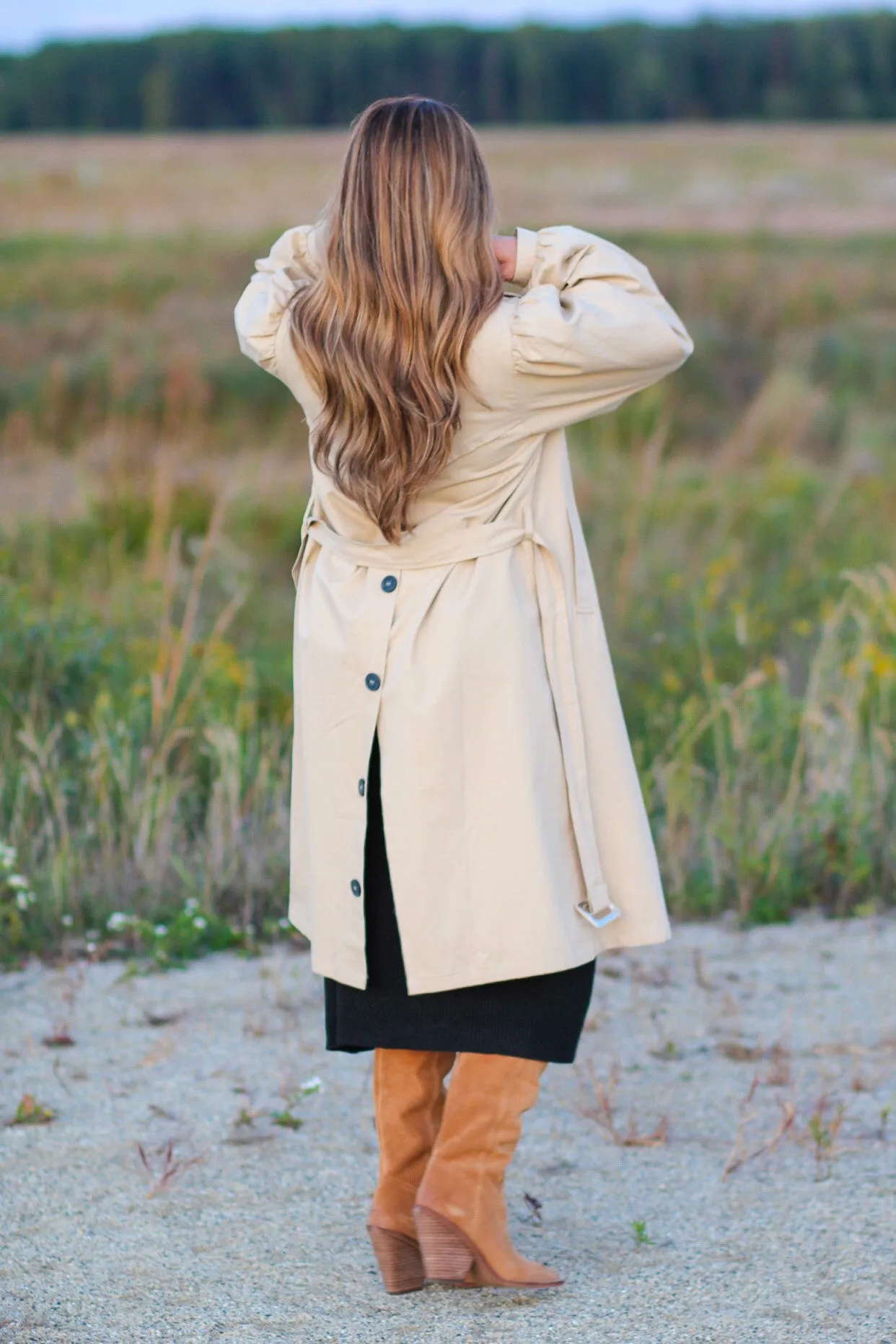 Balloon Sleeve Trench Coat