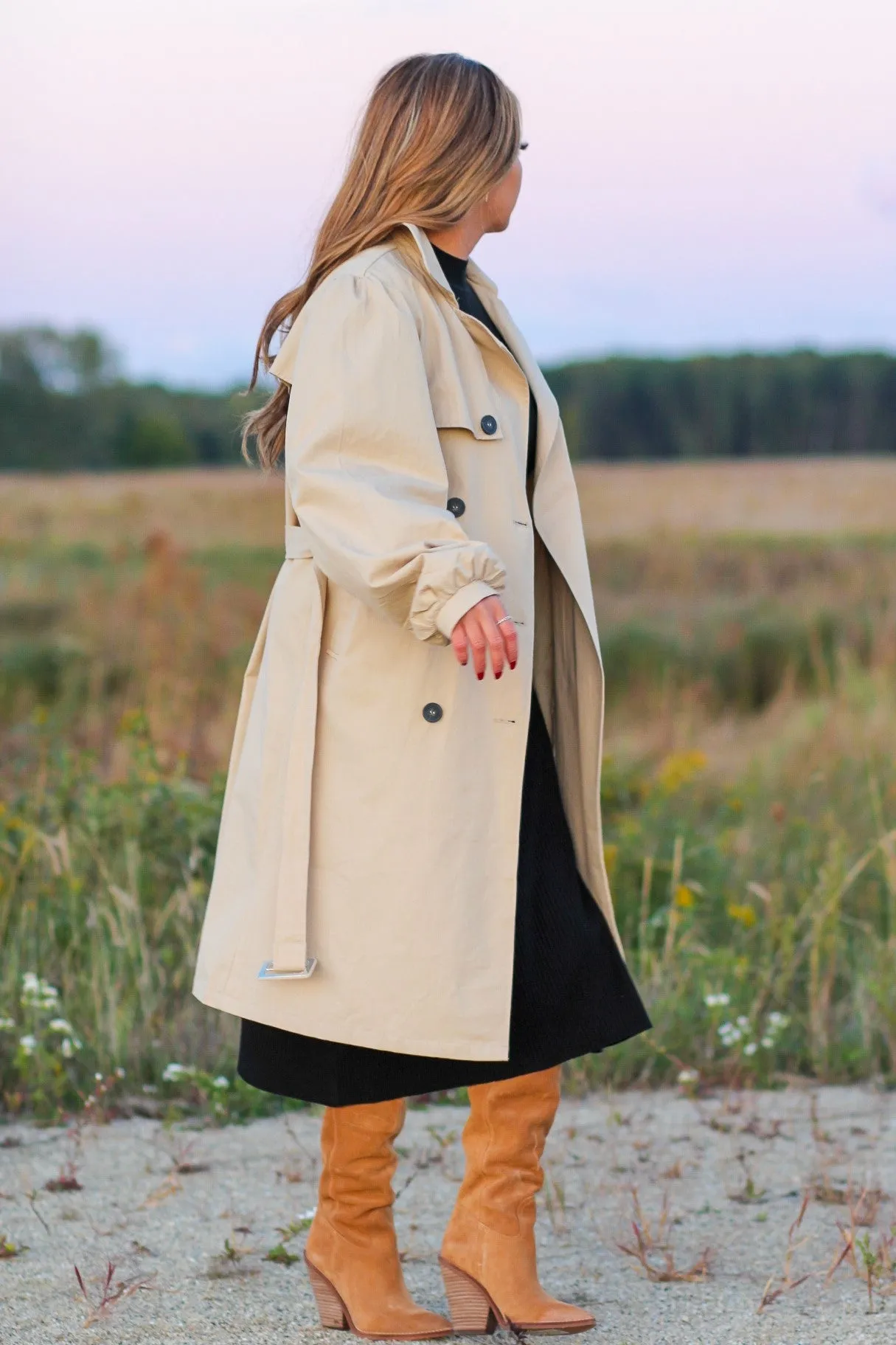 Balloon Sleeve Trench Coat