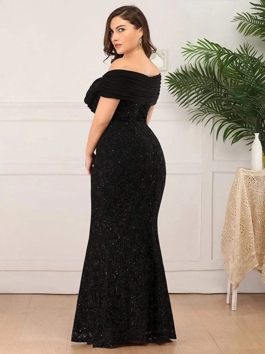 Classic Off Shoulder Floor Length Fishtail Evening Dress