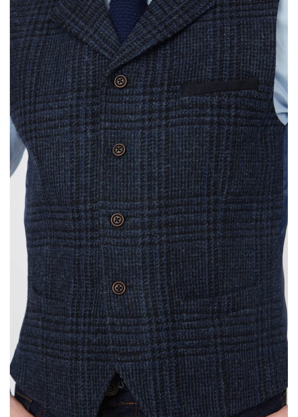 Gibson London Gerard Grouse Check Gilet Navy Black