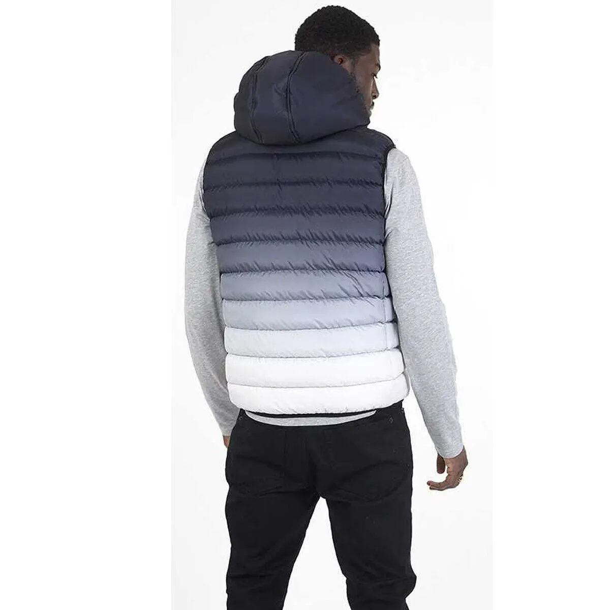 Mens BlackBurn Padded Hooded Gilet with Gradient Contrast
