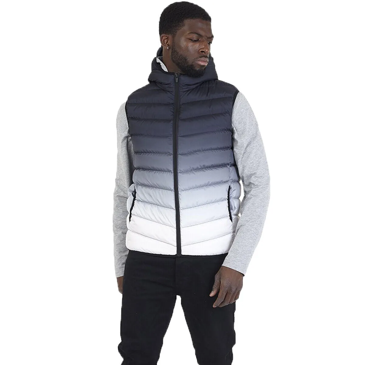 Mens BlackBurn Padded Hooded Gilet with Gradient Contrast