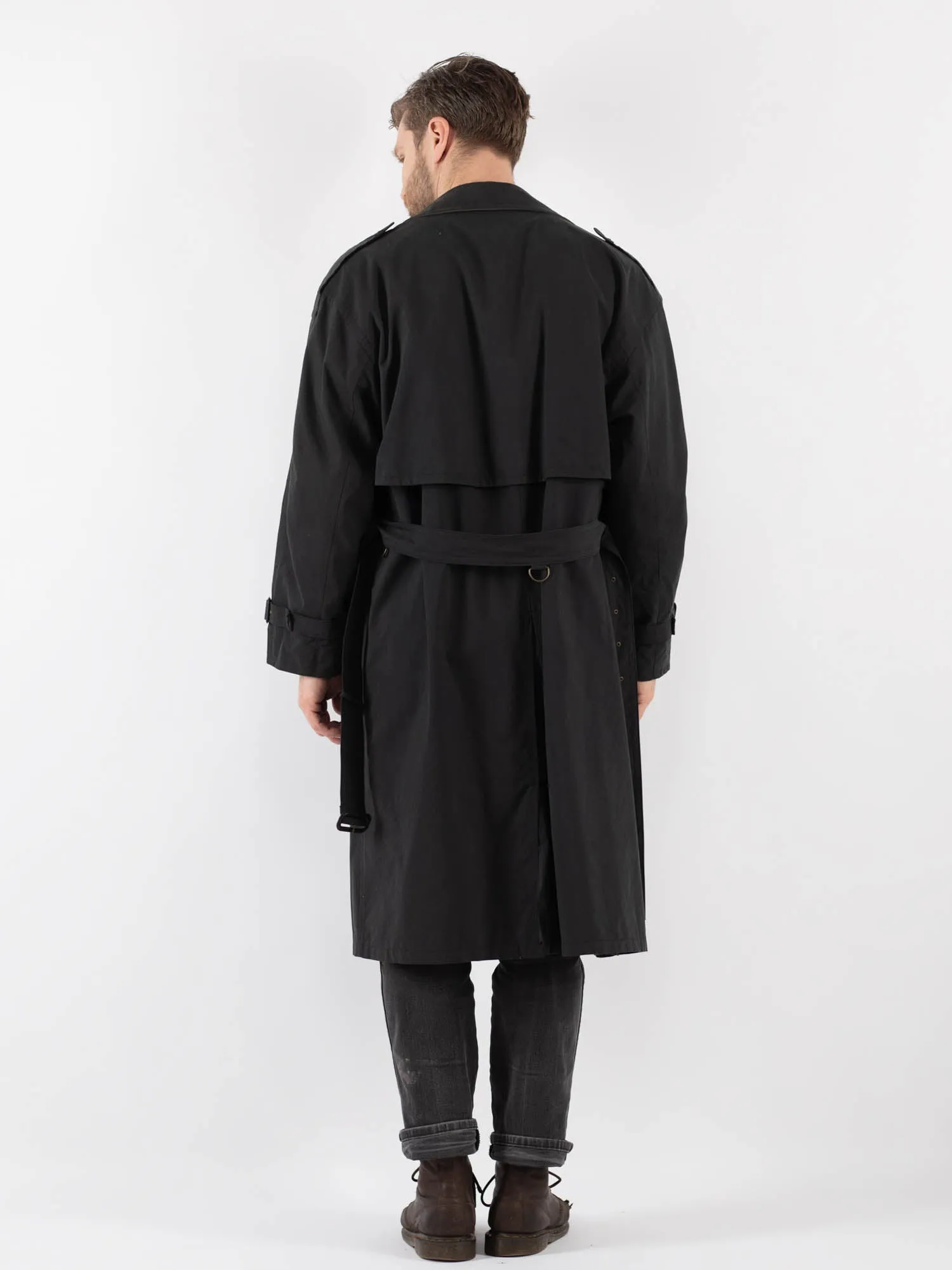 Vintage 80's Men Trench Coat in Gray
