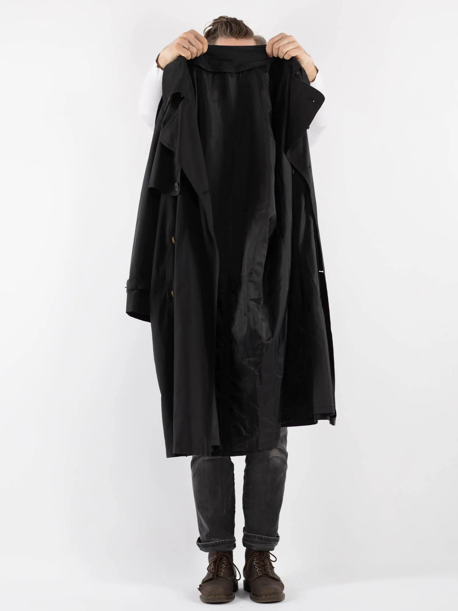 Vintage 80's Men Trench Coat in Gray