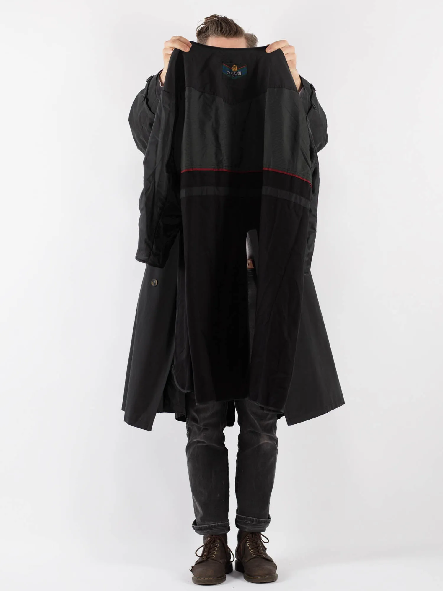 Vintage 80's Men Trench Coat in Gray
