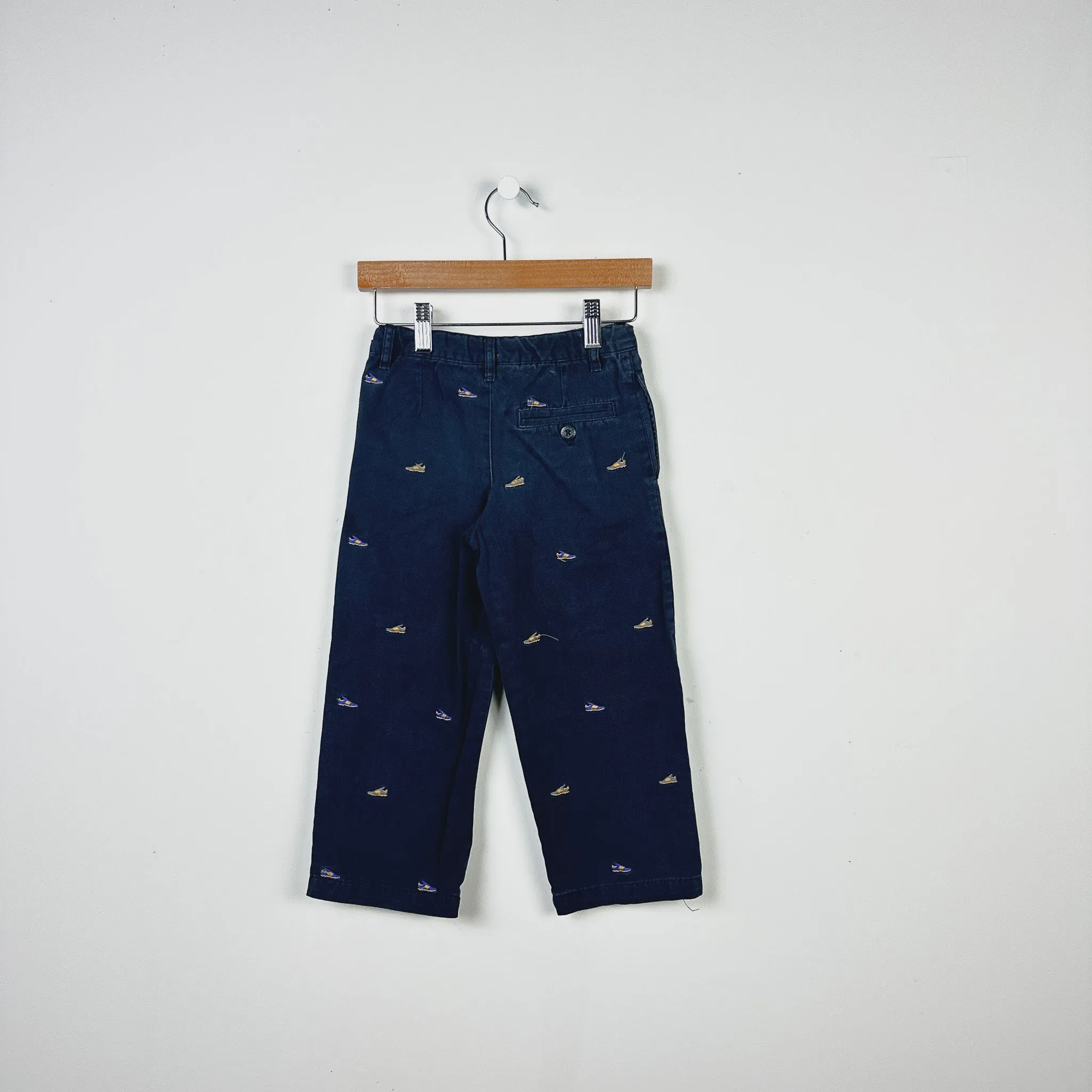 Vintage Sneaker Embroidered Navy Chino Pants - 4yr