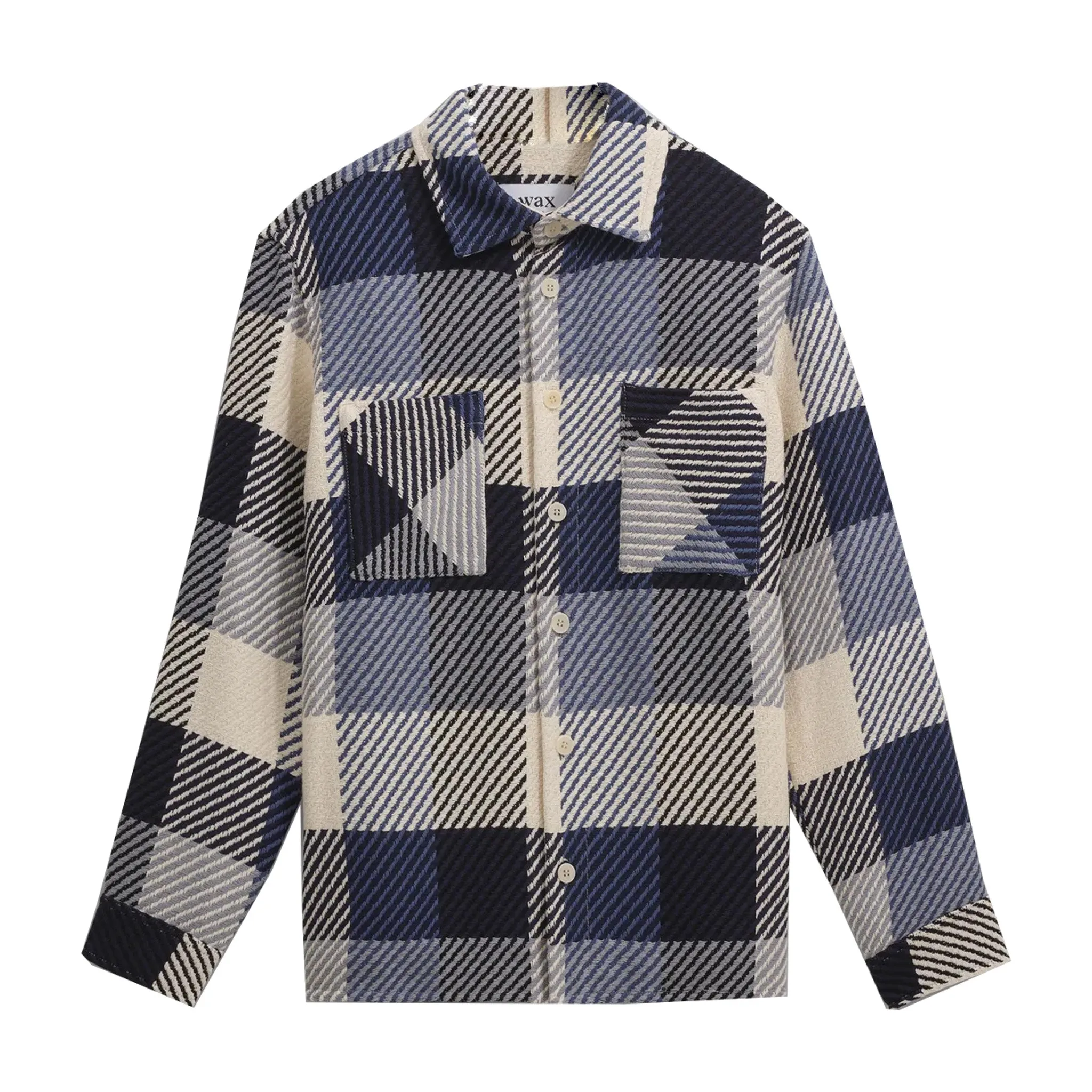 Wax London Whiting Block Check Overshirt (Navy/Ecru)