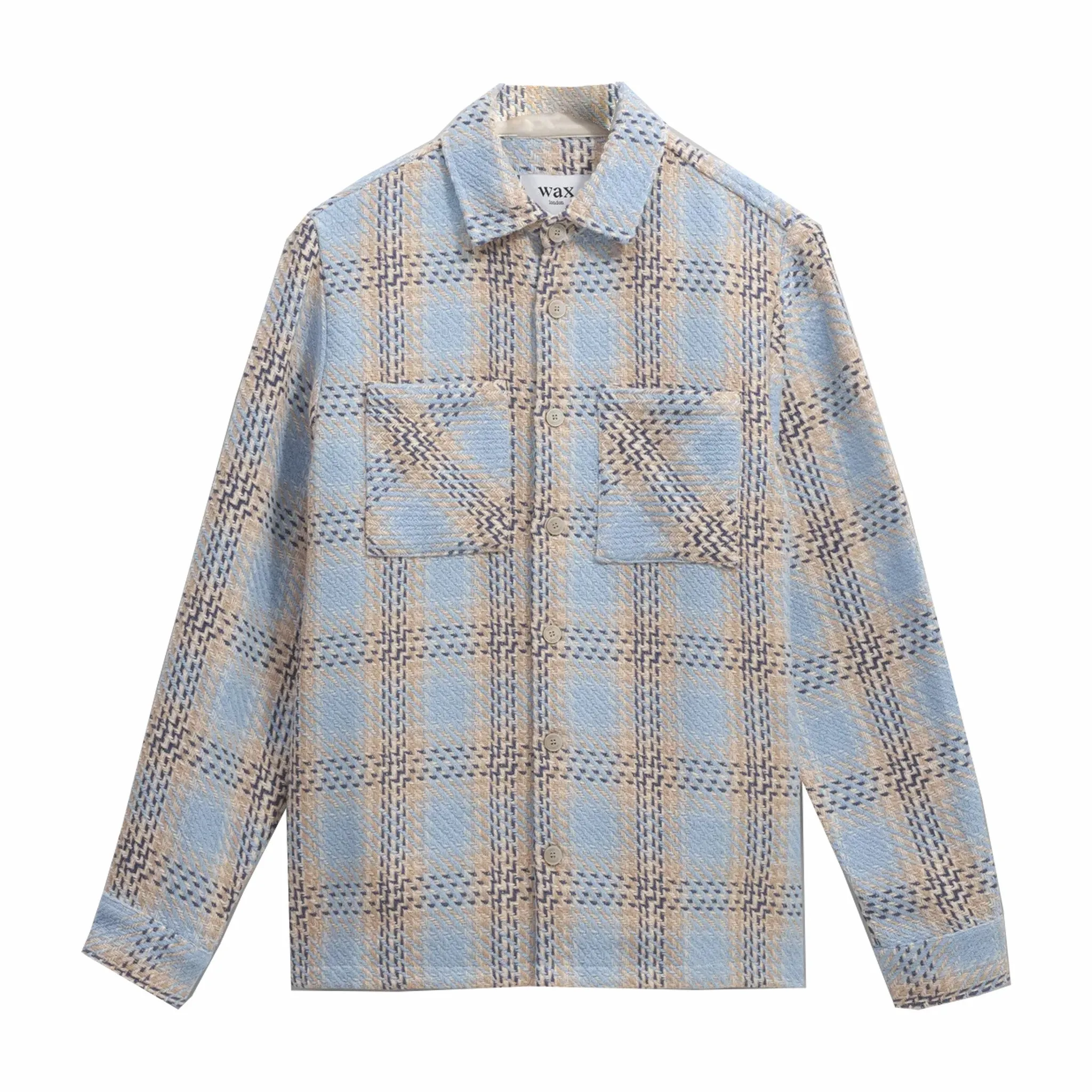 Wax London Whiting Earl Check Overshirt (Pale Blue)