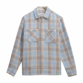 Wax London Whiting Earl Check Overshirt (Pale Blue)